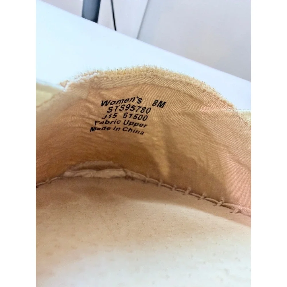Sperry Espadrille Flats Women 8M Beige Canvas Slip On Jute Sole STS95780
